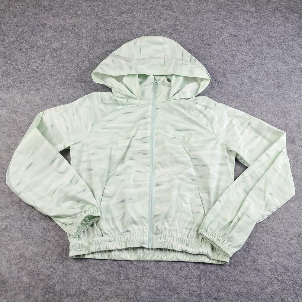 Zella Jacket Womens Small Green Hooded Full Zip Lightweight Windbreaker Running